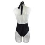 Zaful NEW Black Lace Splicing Halter High Waist One-Piece Swimwear Swimsuit Sz L Photo 2