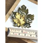 Vintage Leaf Brooch Pin Gold & Green Enamel Photo 3