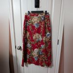 Ruff Hewn Vintage  Cotton/Linen Floral Maxi Skirt W10 Red Photo 1