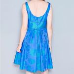 THEIA Floral Jacquard Sleeveless Pleated Dress in Blue Green Size 8‎ Photo 3