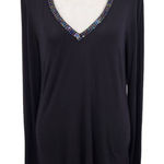 Rose + Olive Black Tunic with Beaded Neckline NWOT Size Medium Photo 0