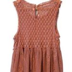 Free People X-Small Park Slope Tank-Babydoll-Lace-Sheer- Rustic Rose - Peplum Photo 2
