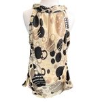 Dress Barn Women's Y2K Sleeveless Halter Top Beige Brown Black Circle Print Large Photo 2