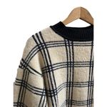 Mango MNG Casual Fuzzy Knit Checkered Mock Neck Sweater Size Medium Photo 3