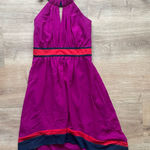 Miss Sixty  M60 Halter High Low Dress Magenta Red Navy Colorblock Size 0 Y2K Photo 0