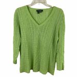 Ralph Lauren Lauren Linen V Neck Green Sweater Size Large Photo 0