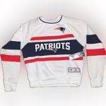 NFL NWT  New England Patriots Womens Fleece Striped Sweatshirt Sweater Pullover M Photo 4