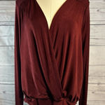 Free People  Women’s Burgundy Long Sleeve Bodysuit Size XL Photo 0