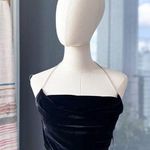 ZARA  Black Velvet Jewel Rhinestone Strap Crop Top Women’s Size Small Photo 0