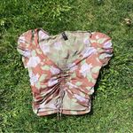 Urban Outfitters Sheer floral ruched crop top Out From Under Photo 0
