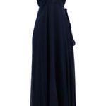 NEW Jenny Packham Womens 0 One Sleeve Bridesmaid Dress Ruched Chiffon Midnight Blue Photo 0