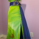 Cassandra Stone Mac Duggal Maxi Prom Dress Women Size 4 Rhinestone Y2K Cutout Green Photo 2