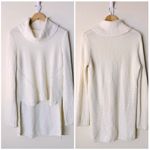 Anthropologie Moth Wool Blend High Low Turtleneck Sweater Jumper in Ivory size M Photo 2