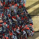 American Eagle Boho Floral Long Sleeve Romper Pockets Keyhole Photo 3