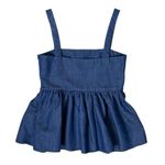 CO Francois Girbaud blue denim chambray square neck peplum cami blouse top Size XS Photo 1