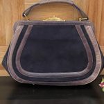 via spiga  Violet “Olivia” Purple Suede Snakeskin Leather Trim Clutch Handbag Photo 1