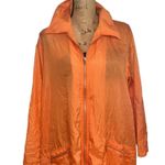 Diane Von Furstenberg Vtg 90s  Tangerine Orange Front Zip Nylon Rain Coat size 1X Photo 8