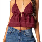 Edikted  Women's Burgundy and Red Crop-top Photo 0
