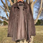 Liz Claiborne Vintage Genuine Suede Leather Dark Brown Oversized Shirt Jacket Western Cowgirl Photo 6