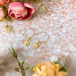Handmade Dainty Heart Gold Key Lock Earrings Photo 0