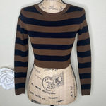 ZARA NTM: Black & Brown Striped Cropped Sweater Looks New Size Medium Photo 0