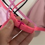 Victoria's Secret Victoria’s Secret Pink and Black Bright Neon Strappy Bikini Bathing Suit Top Photo 6