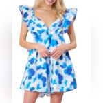Peach Love California  Blue Floral Mini Dress Photo 0