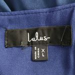 Lulus Navy Blue Satin Pleated Tulip Maxi Dress NWOT Size XL Wedding Guest Dress Photo 6