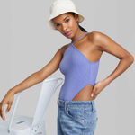 Wild Fable Women's Size Medium Y-Neck High Cut Bodysuit - ™, Periwinkle Blue Photo 0