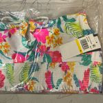 NWT Salt & Cove Retro Hibiscus Smocked Cami Bikini top White Size M Photo 2