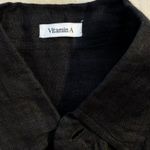 Vitamin A  Size S Playa Linen Boyfriend Shirt Coverup Black EcoLinen Linen Photo 4
