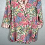 Victoria's Secret Vintage  Women M Pink Floral Double Breasted Pajama Top Satin Photo 1