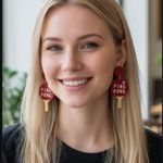 None Retro Table Tennis Paddle acrylic Earrings Sporty Set Ping Pong Photo 2