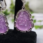 Silver with Purple Buddha Hoop Earrings New Photo 4