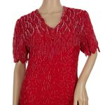 Laurence Kazar Vintage 100% Silk Red Beaded Sequin Dress Women's Small Photo 1