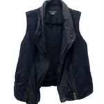 Vince Black Leather Trim Linen Blend Asymmetrical Vest Photo 4