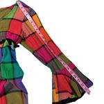Stella & Dot VTG Stella Women's Top‎ L Rainbow Plaid Boho Festival Tunic Bell Sleeve Zip Back Photo 3