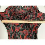 Vintage Crinkle Y2K 90s 2000s Blouse Top Small Red Black Abstract Fringe Fairy Photo 9