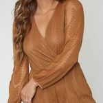 Peach Love LS Mesh Romper Brown Photo 0
