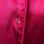 Gilligan O’malley Red Satin button down Pajama shirt Christmas Holiday blouse Size M Photo 3
