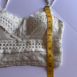 Rebellion Women's Size S White Lace Crop Cami Top Smocked V-neck Sleeveless Photo 13