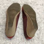 Toms Canvas & Jute Platform Espadrille Striped Peep Toe Wedges Red Tan 10 Photo 6