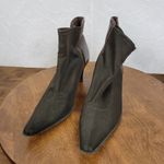 J.O.A. Circa David Ankle Womens Boots 9.5 Brown Leather Black Fabric Kitten Heels Photo 4