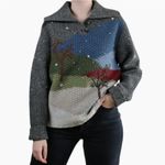 Woolrich Women's Wool Pullover Shawl Sweater Winter Scene XL Photo 7