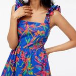 NWT JCrew Floral Tropical Square Neck Midi Dress Blue Size 8 Photo 1