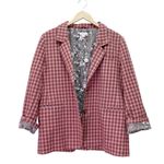 Sundance The Lisa Blazer Pink Plaid Wool Blend Jacket Size Large Floral Lining Photo 2