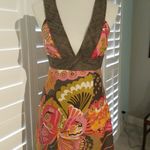 Trina Turk  Flamingo Secret Silk Linen Blend Butterfly Dress Size 2 Photo 2