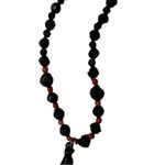 Handmade  Raven Black Beaded Necklace with Red Corral Accents Photo 3