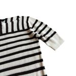 Ann Taylor  Brown White Stripe Short Sleeve Sweater Pullover Stretch Woven Small Photo 3