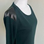 Sandro  emerald green w/leather 100% merino wool Crew Neck Sweater Photo 8